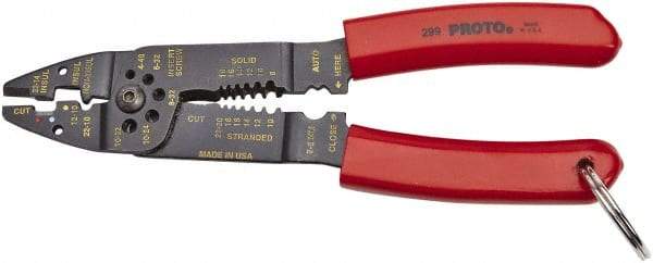 Proto - 22 to 10 AWG Capacity Tethered Wire Stripper/Crimper - 8-1/2" OAL - Americas Tooling