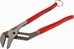 Proto - 12" OAL, 2-1/2" Jaw Width, 7 Position Tethered Tongue & Groove Pliers - V-Jaws, Vinyl Handles - Americas Tooling