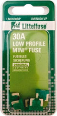 Littelfuse - 30 Amp, Automotive Fuse - 0.429" Long, Green, Littlefuse LMIN030 - Americas Tooling