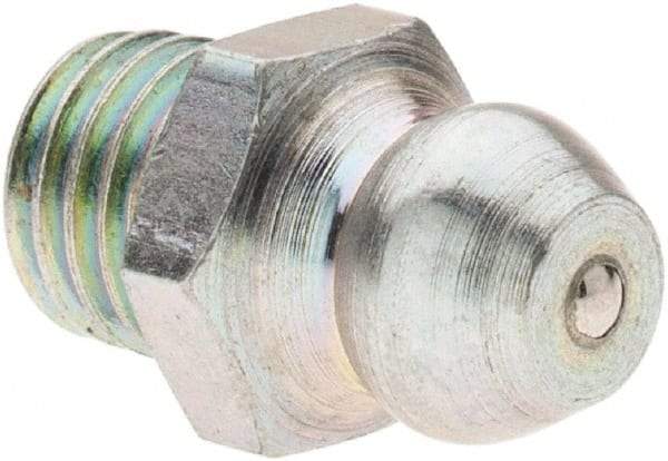 Value Collection - Straight Head Angle, 1/4-28 Taper Thread Grease Fitting - Zinc Plated Finish - Americas Tooling