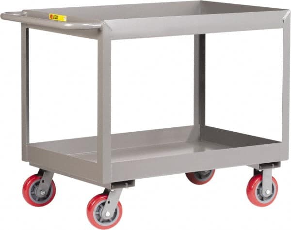 Little Giant - 3,600 Lb Capacity, 18" Wide x 35-1/2" Long x 36-1/2" High Deep Shelf Cart - 2 Shelf, Steel, 2 Rigid/2 Swivel Casters - Americas Tooling