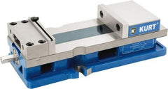 Kurt - 6" Jaw Width, 9" Jaw Opening Capacity, Horizontal Stationary Machine Vise - Reverse Manual Operation, 1 Station, 18.385" Long x 4.86" High x 1-47/64" Deep, 1.735" Jaw Height, 12,600 Lb Max Clamp Force, Ductile Iron - Americas Tooling