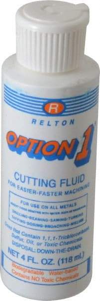 Relton - Option1, 4 oz Bottle Cutting Fluid - Water Soluble, For Cleaning, Machining - Americas Tooling