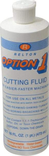 Relton - Option1, 1 Pt Bottle Cutting Fluid - Water Soluble, For Cleaning, Machining - Americas Tooling