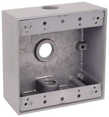 Thomas & Betts - 2 Gang, (3) 3/4" Knockouts, Aluminum Square Outlet Box - 4-9/16" Overall Height x 4-5/8" Overall Width x 2-1/16" Overall Depth, Weather Resistant - Americas Tooling