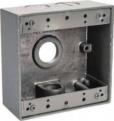 Thomas & Betts - 2 Gang, (4) 3/4" Knockouts, Aluminum Square Outlet Box - 4-9/16" Overall Height x 4-5/8" Overall Width x 2-1/16" Overall Depth, Weather Resistant - Americas Tooling