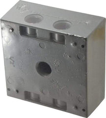 Thomas & Betts - 2 Gang, (5) 1/2" Knockouts, Aluminum Square Outlet Box - 4-9/16" Overall Height x 4-5/8" Overall Width x 2-1/16" Overall Depth, Weather Resistant - Americas Tooling