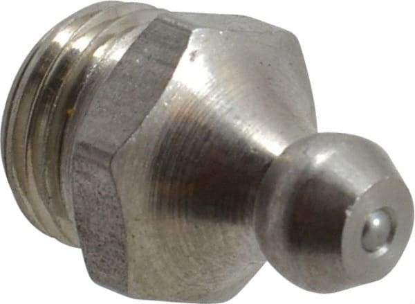 PRO-LUBE - Straight Head Angle, M10x1.0 Metric Stainless Steel Standard Grease Fitting - 11mm Hex - Americas Tooling