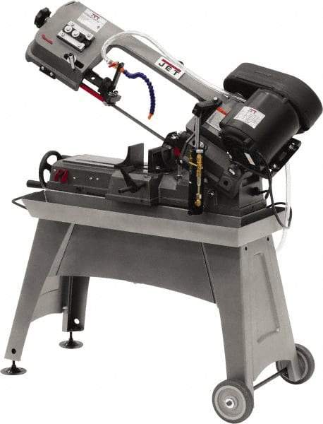 Jet - 5 x 8" Manual Horizontal Bandsaw - 1 Phase, 1/2 hp, 115 Volts, 45° Angle of Vise Rotation, Step Pulley Drive - Americas Tooling