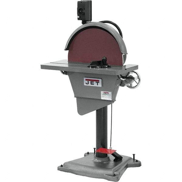 Jet - 20 Inch Diameter, 1,725 RPM, 3 Phase Disc Sanding Machine - 27-1/2 Inch Long x 10-1/2 Inch Wide, 30 Inch Overall Length x 53 Inch Overall Height - Americas Tooling