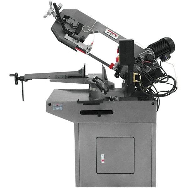 Jet - 8-3/4 x 7" Max Capacity, Manual Geared Head Horizontal Bandsaw - 157 to 314 SFPM Blade Speed, 230 Volts, 45 & 60°, 1.5 hp, 3 Phase - Americas Tooling