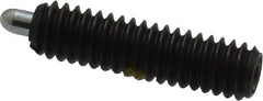 Vlier - 8-32, 5/8" Thread Length, 3/32" Plunger Projection, Steel Threaded Spring Plunger - 0.069 - 0.07" Max Plunger Diam, 5/8" Plunger Length, 0.7 Lb Init End Force, 2.3 Lb Final End Force - Americas Tooling