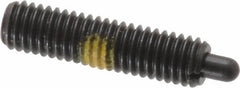 Vlier - 10-32, 3/4" Thread Length, 1/8" Plunger Projection, Steel Threaded Spring Plunger - 0.091 - 0.092" Max Plunger Diam, 3/4" Plunger Length, 2.9 Lb Init End Force, 11.1 Lb Final End Force - Americas Tooling