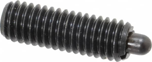 Vlier - 3/8-16, 1-1/8" Thread Length, 3/16" Plunger Projection, Steel Threaded Spring Plunger - 0.186 - 3/16" Max Plunger Diam, 1-1/8" Plunger Length, 5.5 Lb Init End Force, 14.5 Lb Final End Force - Americas Tooling