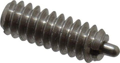 Vlier - 6-32, 3/8" Thread Length, 1/16" Plunger Projection, Stainless Steel Threaded Spring Plunger - 0.044 - 0.045" Max Plunger Diam, 3/8" Plunger Length, 1 Lb Init End Force, 1.6 Lb Final End Force - Americas Tooling