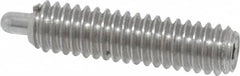 Vlier - 8-32, 5/8" Thread Length, 3/32" Plunger Projection, Stainless Steel Threaded Spring Plunger - 0.069 - 0.07" Max Plunger Diam, 5/8" Plunger Length, 2.7 Lb Init End Force, 7.3 Lb Final End Force - Americas Tooling