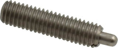 Vlier - 10-32, 3/4" Thread Length, 1/8" Plunger Projection, Stainless Steel Threaded Spring Plunger - 0.091 - 0.092" Max Plunger Diam, 3/4" Plunger Length, 2.9 Lb Init End Force, 11.1 Lb Final End Force - Americas Tooling