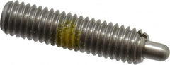 Vlier - 10-32, 3/4" Thread Length, 1/8" Plunger Projection, Stainless Steel Threaded Spring Plunger - 0.091 - 0.092" Max Plunger Diam, 3/4" Plunger Length, 2.9 Lb Init End Force, 11.1 Lb Final End Force - Americas Tooling