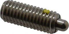 Vlier - 1/2-13, 1-1/4" Thread Length, 1/4" Plunger Projection, Stainless Steel Threaded Spring Plunger - 0.247 - 1/4" Max Plunger Diam, 1-1/4" Plunger Length, 6.6 Lb Init End Force, 17.4 Lb Final End Force - Americas Tooling