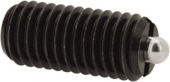 Vlier - M10 x 1.5, 0.866" Thread Length, 0.118" Plunger Projection, Steel Threaded Spring Plunger - 0.157" Max Plunger Diam, 0.866" Plunger Length, 2.02 Lb Init End Force, 7.87 Lb Final End Force - Americas Tooling