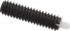 Vlier - 8-32, 5/8" Thread Length, 3/32" Plunger Projection, Steel Threaded Spring Plunger - 0.068 - 0.07" Max Plunger Diam, 5/8" Plunger Length, 0.7 Lb Init End Force, 2.3 Lb Final End Force - Americas Tooling