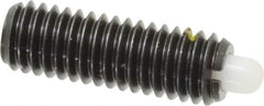 Vlier - 3/8-16, 1-1/8" Thread Length, 3/16" Plunger Projection, Steel Threaded Spring Plunger - 0.185 - 3/16" Max Plunger Diam, 1-1/8" Plunger Length, 2.8 Lb Init End Force, 7.2 Lb Final End Force - Americas Tooling