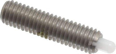 Vlier - 10-32, 3/4" Thread Length, 1/8" Plunger Projection, Stainless Steel Threaded Spring Plunger - 0.09 - 0.092" Max Plunger Diam, 3/4" Plunger Length, 1.3 Lb Init End Force, 2.7 Lb Final End Force - Americas Tooling