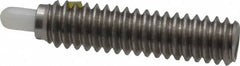 Vlier - 1/4-20, 1" Thread Length, 3/16" Plunger Projection, Stainless Steel Threaded Spring Plunger - 0.116 - 0.118" Max Plunger Diam, 1" Plunger Length, 1 Lb Init End Force, 4 Lb Final End Force - Americas Tooling