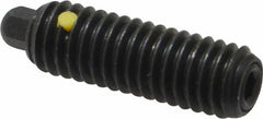 Vlier - 3/8-16, 1-1/8" Thread Length, 3/16" Plunger Projection, Steel Threaded Spring Plunger - 3/16 (Hex)" Max Plunger Diam, 1-1/8" Plunger Length, 2.8 Lb Init End Force, 7.2 Lb Final End Force, 3/16" Hex - Americas Tooling