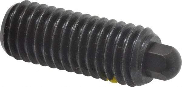 Vlier - 1/2-13, 1-1/4" Thread Length, 1/4" Plunger Projection, Steel Threaded Spring Plunger - 1/4 (Hex)" Max Plunger Diam, 1-1/4" Plunger Length, 6.6 Lb Init End Force, 17.4 Lb Final End Force, 1/4" Hex - Americas Tooling