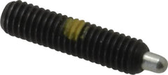 Vlier - 10-32, 3/4" Thread Length, 1/8" Plunger Projection, Steel Threaded Spring Plunger - 0.091 - 0.092" Max Plunger Diam, 3/4" Plunger Length, 1.3 Lb Init End Force, 2.7 Lb Final End Force, 0.063" Hex - Americas Tooling