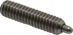 Vlier - 8-32, 5/8" Thread Length, 3/32" Plunger Projection, Stainless Steel Threaded Spring Plunger - 0.069 - 0.07" Max Plunger Diam, 5/8" Plunger Length, 2.7 Lb Init End Force, 7.3 Lb Final End Force, 0.063" Hex - Americas Tooling