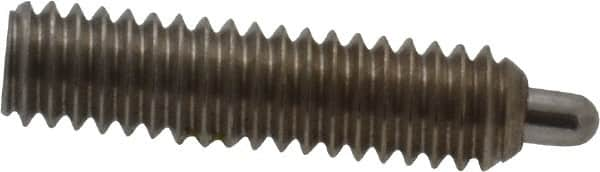 Vlier - 8-32, 5/8" Thread Length, 3/32" Plunger Projection, Stainless Steel Threaded Spring Plunger - 0.069 - 0.07" Max Plunger Diam, 5/8" Plunger Length, 0.7 Lb Init End Force, 2.3 Lb Final End Force, 0.063" Hex - Americas Tooling