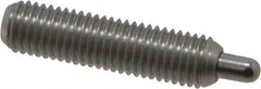 Vlier - 1/4-28, 1" Thread Length, 3/16" Plunger Projection, Stainless Steel Threaded Spring Plunger - 0.117 - 0.118" Max Plunger Diam, 1" Plunger Length, 3 Lb Init End Force, 13 Lb Final End Force, 0.079" Hex - Americas Tooling