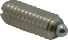 Vlier - 10-32, 0.468" Thread Length, 0.065" Plunger Projection, Steel Threaded Spring Plunger - 0.093" Max Plunger Diam, 0.468" Plunger Length, 0.75 Lb Init End Force, 2.5 Lb Final End Force - Americas Tooling