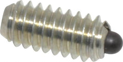 Vlier - 1/4-20, 17/32" Thread Length, 0.078" Plunger Projection, Steel Threaded Spring Plunger - 0.119" Max Plunger Diam, 0.531" Plunger Length, 3 Lb Init End Force, 10.5 Lb Final End Force - Americas Tooling