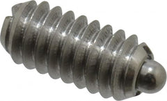 Vlier - 1/4-20, 17/32" Thread Length, 0.078" Plunger Projection, Stainless Steel Threaded Spring Plunger - 0.119" Max Plunger Diam, 0.531" Plunger Length, 1 Lb Init End Force, 3.5 Lb Final End Force - Americas Tooling