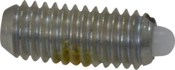 Vlier - 10-32, 0.468" Thread Length, 0.065" Plunger Projection, Steel Threaded Spring Plunger - 0.093" Max Plunger Diam, 0.468" Plunger Length, 0.75 Lb Init End Force, 2.5 Lb Final End Force - Americas Tooling