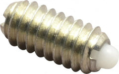 Vlier - 1/4-20, 17/32" Thread Length, 0.078" Plunger Projection, Steel Threaded Spring Plunger - 0.119" Max Plunger Diam, 0.531" Plunger Length, 3 Lb Init End Force, 10.5 Lb Final End Force - Americas Tooling