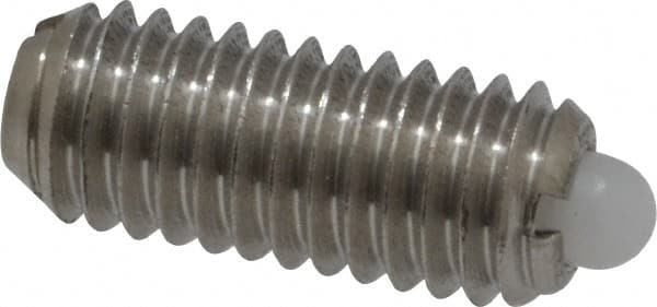 Vlier - 10-32, 0.468" Thread Length, 0.065" Plunger Projection, Stainless Steel Threaded Spring Plunger - Americas Tooling