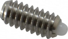 Vlier - 1/4-20, 17/32" Thread Length, 0.078" Plunger Projection, Stainless Steel Threaded Spring Plunger - 0.119" Max Plunger Diam, 0.531" Plunger Length, 1 Lb Init End Force, 3.5 Lb Final End Force - Americas Tooling