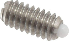 Vlier - 1/4-20, 17/32" Thread Length, 0.078" Plunger Projection, Stainless Steel Threaded Spring Plunger - 0.119" Max Plunger Diam, 0.531" Plunger Length, 1 Lb Init End Force, 3.5 Lb Final End Force - Americas Tooling