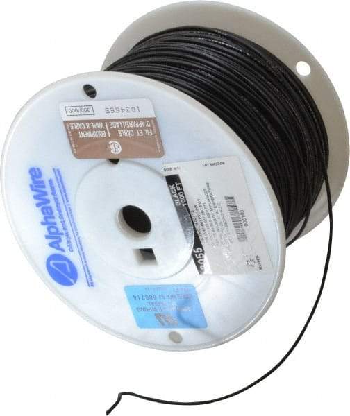 Alpha Wire - 18 AWG, 16 Strand, 305 m OAL, Tinned Copper Hook Up Wire - Black PVC Jacket, 0.079" Diam - Americas Tooling