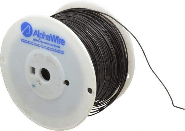 Alpha Wire - 18 AWG, 1 Strand, 305 m OAL, Tinned Copper Hook Up Wire - Black PVC Jacket, 0.072" Diam - Americas Tooling