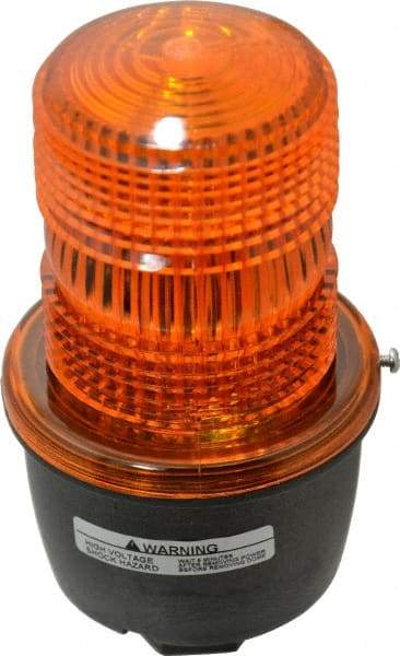 Federal Signal Corp - 120 VAC, 4X NEMA Rated, Strobe Tube, Amber, Low Profile Mini Strobe Light - 65 to 95 Flashes per min, 1/2 Inch Pipe, 3-1/8 Inch Diameter, 5.7 Inch High, IP66 Ingress Rating, Pipe Mount - Americas Tooling