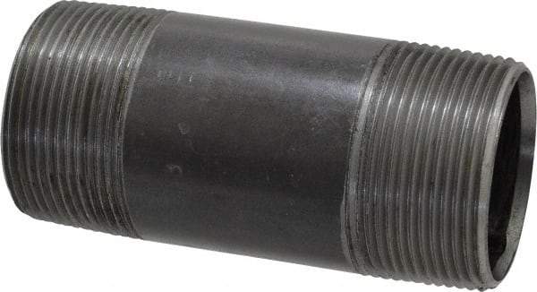 Value Collection - Schedule 40, 1-1/2" Diam x 4" Long Steel Black Pipe Nipple - Threaded - Americas Tooling