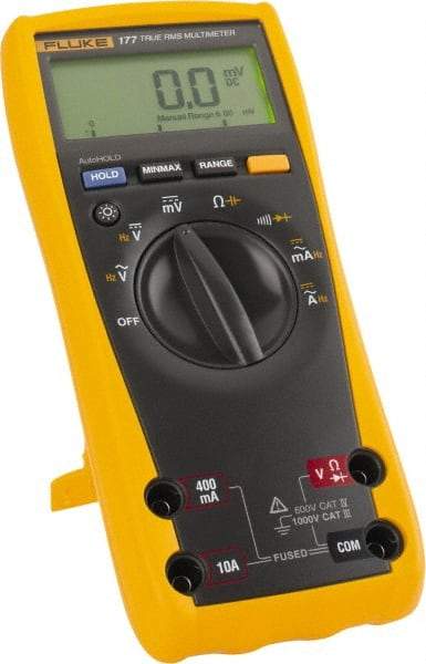 Fluke - 177 ESFP, CAT IV, CAT III, 1,000 VAC/VDC, Digital True RMS Auto Ranging Manual Ranging Multimeter - 50 mOhm, Measures Voltage, Capacitance, Current, Frequency, Resistance - Americas Tooling