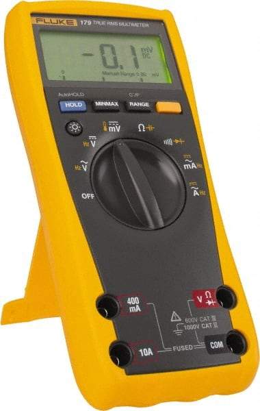 Fluke - 179 ESFP, CAT IV, CAT III, 1,000 VAC/VDC, Digital True RMS Auto Ranging Manual Ranging Multimeter - 50 mOhm, Measures Voltage, Capacitance, Current, Resistance - Americas Tooling