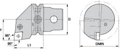 Kennametal - Left Hand Cut, Size KM63, CN.. Insert Compatiblity, Internal Modular Turning & Profiling Cutting Unit Head - 43mm Ctr to Cutting Edge, 60mm Head Length, Through Coolant, Series Kenlever - Americas Tooling