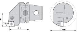 Kennametal - Left Hand Cut, Size KM63, CN.. Insert Compatiblity, Internal Modular Turning & Profiling Cutting Unit Head - 43mm Ctr to Cutting Edge, 60mm Head Length, Through Coolant, Series Kenlever - Americas Tooling